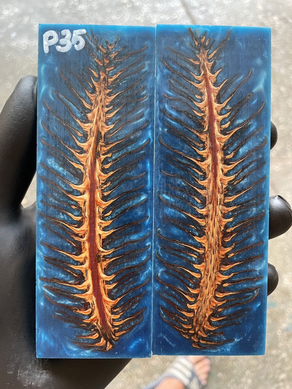 Pinecone Resin Knife Scales Stabilized Pair - Handle Material 5.19-1.73-0.43inch P35