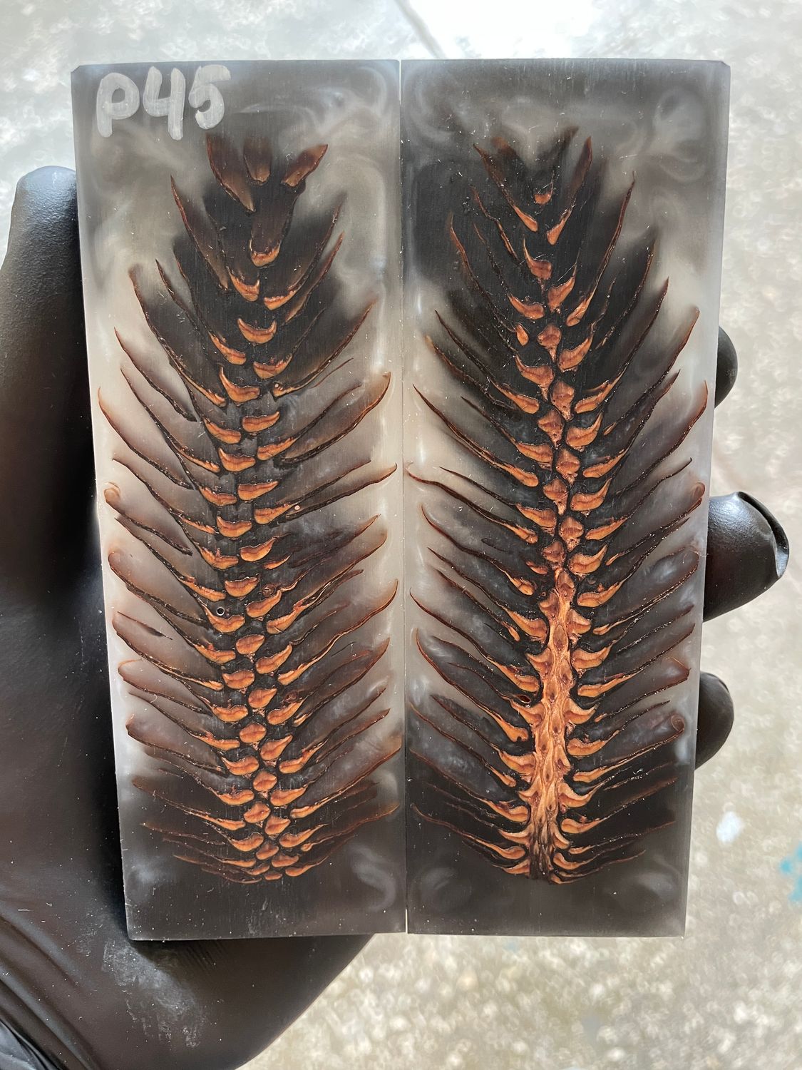 Pinecone Resin Knife Scales Stabilized Pair - Handle Material 5.19-1.73-0.43inch P45