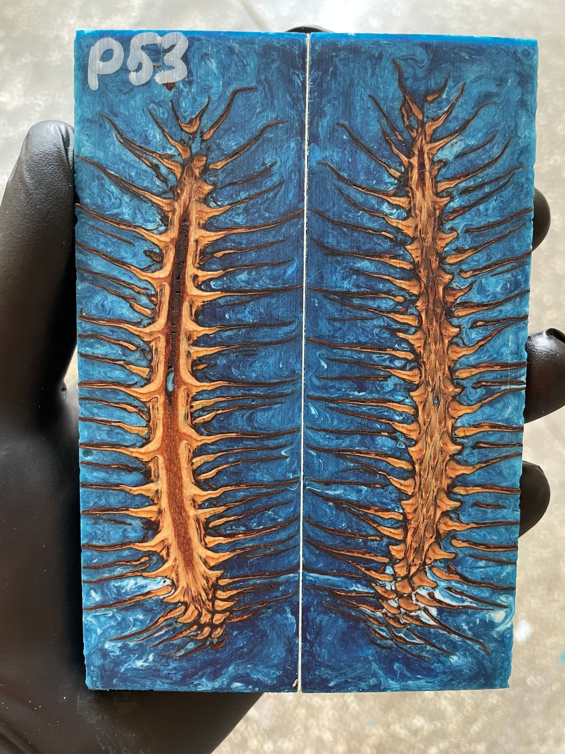 Pinecone Resin Knife Scales Stabilized Pair - Handle Material 5.19-1.73-0.43inch P53