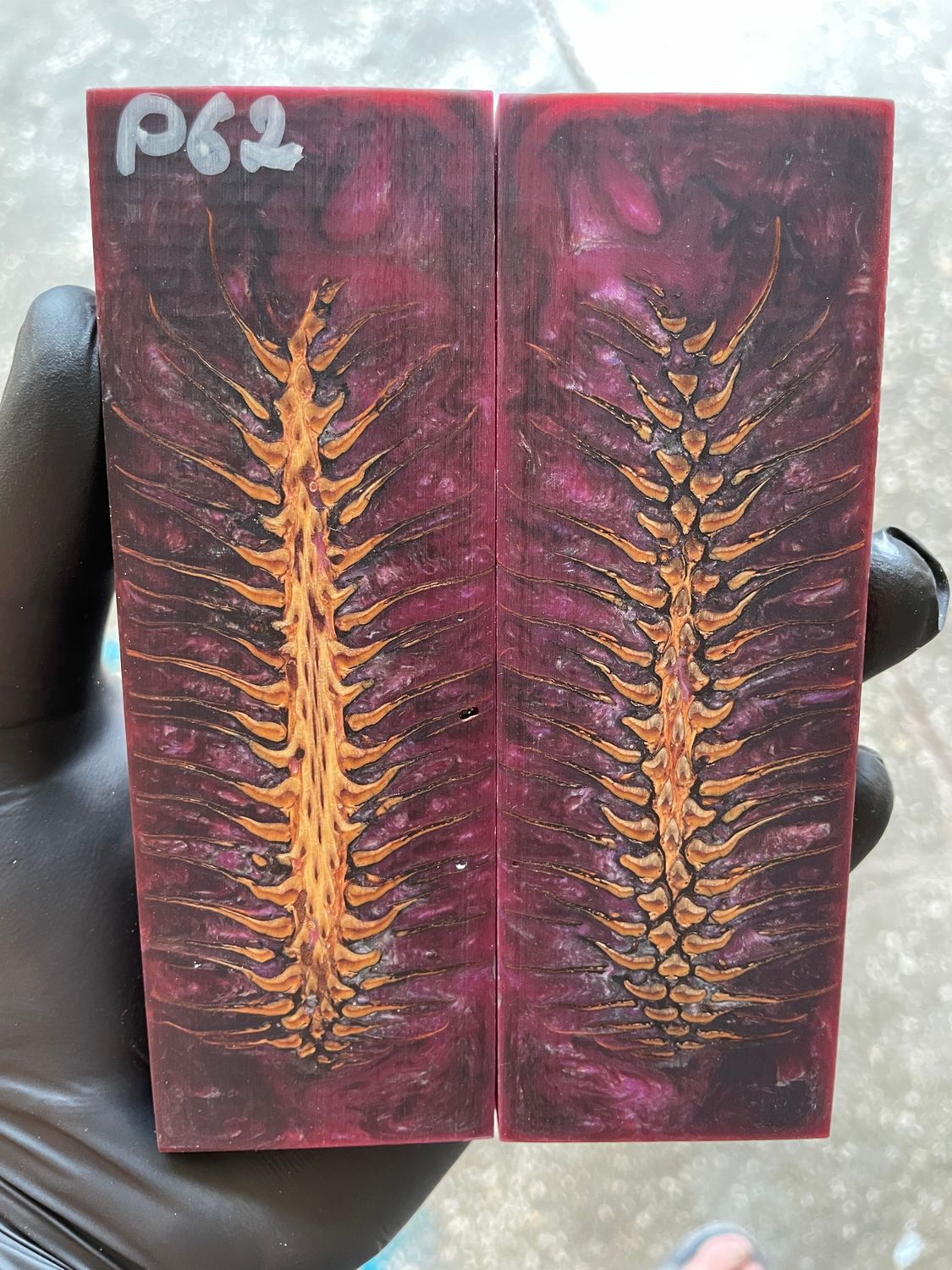 Pinecone Resin Knife Scales Stabilized Pair - Handle Material 5.19-1.73-0.43inch P62