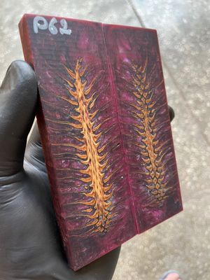 Pinecone Resin Knife Scales Stabilized Pair - Handle Material 5.19-1.73-0.43inch P62