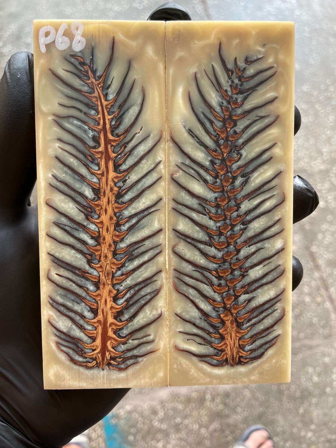 Pinecone Resin Knife Scales Stabilized Pair - Handle Material 5.19-1.73-0.43inch P68