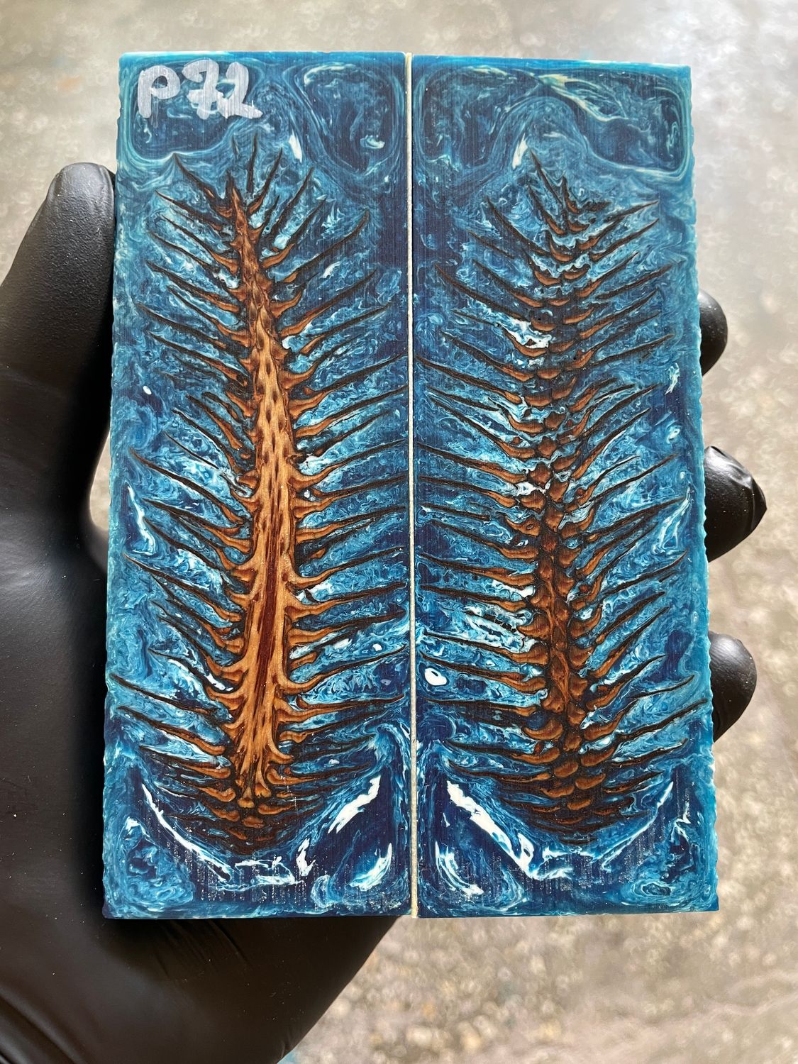 Pinecone Resin Knife Scales Stabilized Pair - Handle Material 5.19-1.73-0.43inch P72
