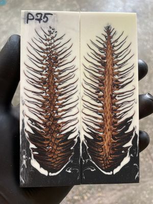 Pinecone Resin Knife Scales Stabilized Pair - Handle Material 5.19-1.73-0.43inch P75