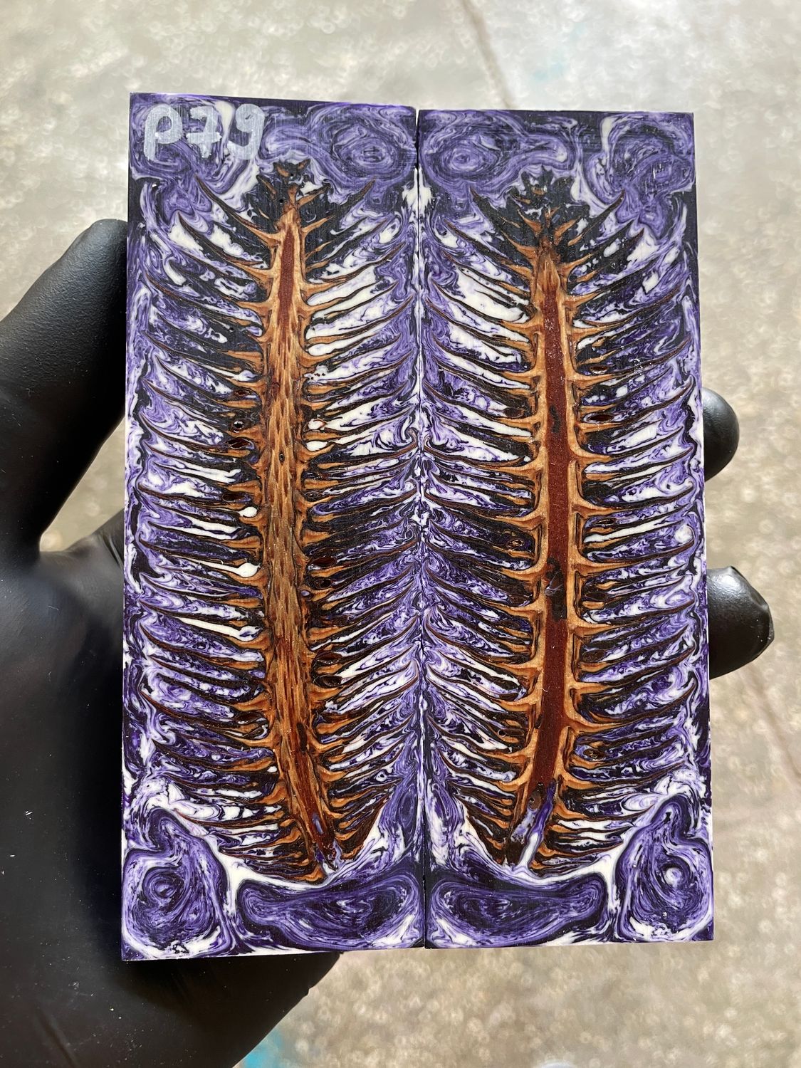 Pinecone Resin Knife Scales Stabilized Pair - Handle Material 5.19-1.73-0.43inch P79