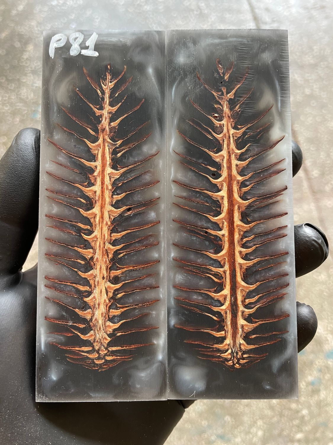 Pinecone Resin Knife Scales Stabilized Pair - Handle Material 5.19-1.73-0.43inch P81