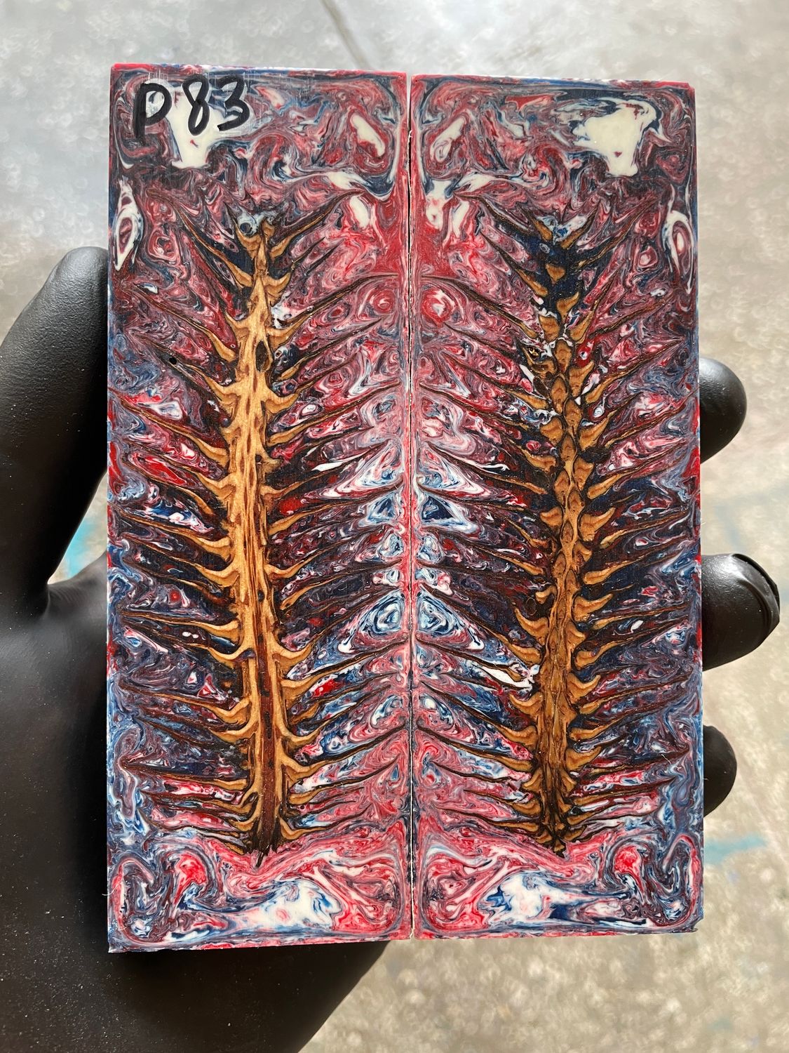 Pinecone Resin Knife Scales Stabilized Pair - Handle Material 5.19-1.73-0.43inch P83