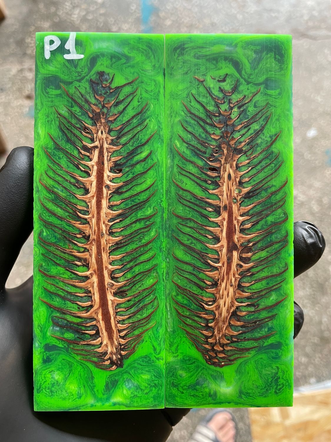Pinecone Resin Knife Scales Stabilized Pair - Handle Material 5.19-1.73-0.43inch P1