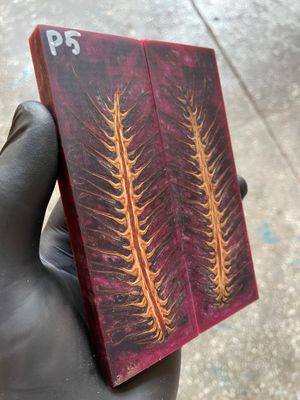 Pinecone Resin Knife Scales Stabilized Pair - Handle Material 5.19-1.73-0.43inch P5