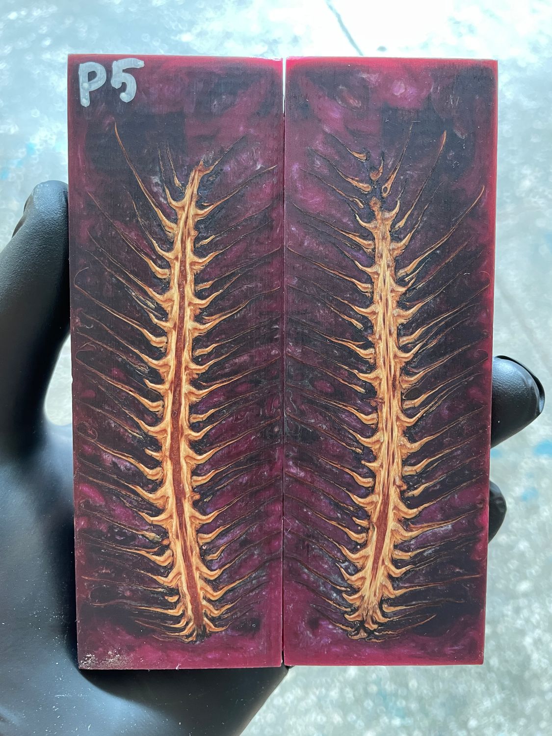 Pinecone Resin Knife Scales Stabilized Pair - Handle Material 5.19-1.73-0.43inch P5
