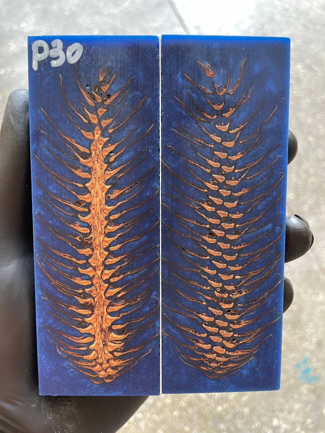 Pinecone Resin Knife Scales Stabilized Pair - Handle Material 5.19-1.73-0.43inch P30