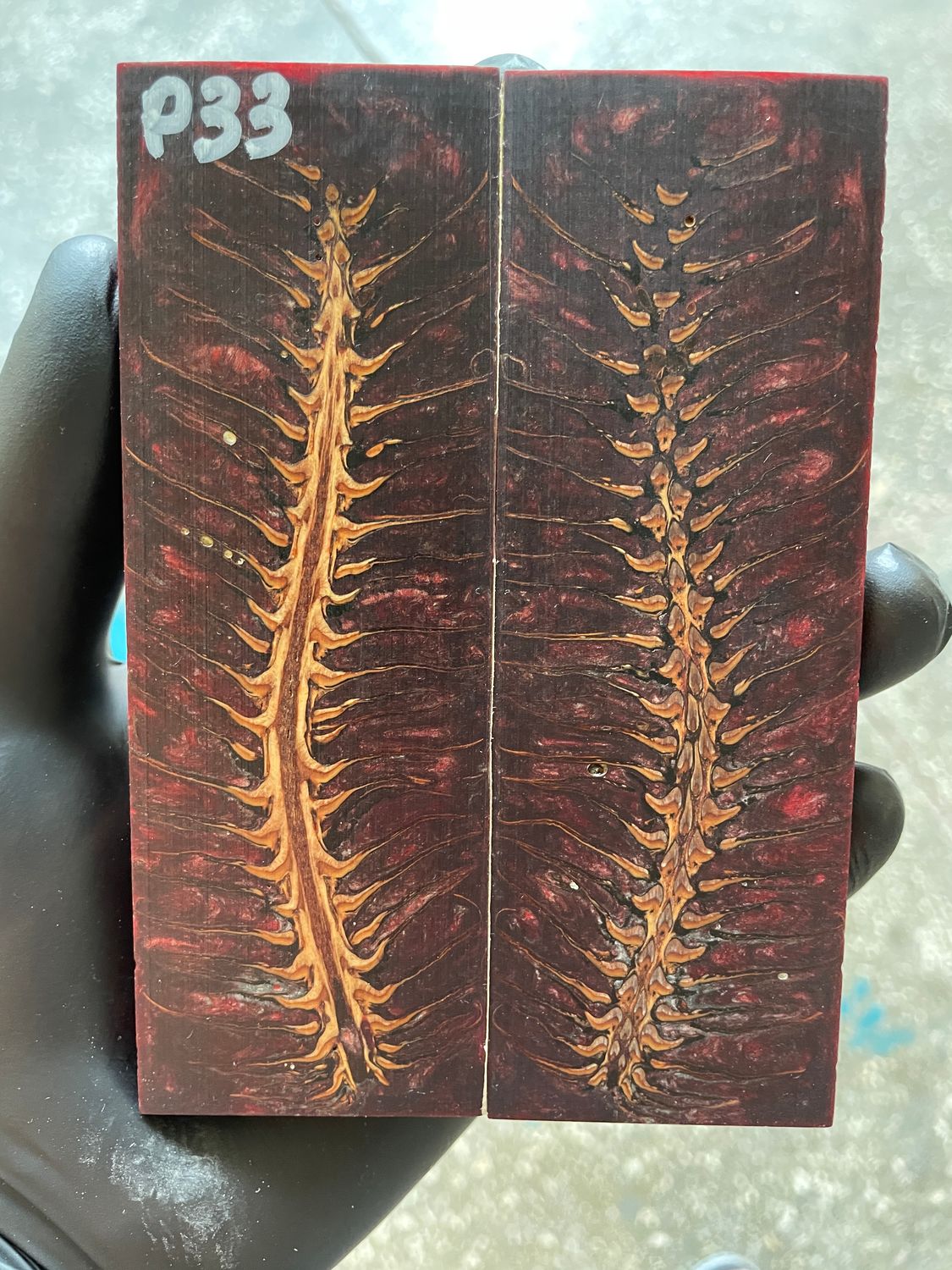 Pinecone Resin Knife Scales Stabilized Pair - Handle Material 5.19-1.73-0.43inch P33