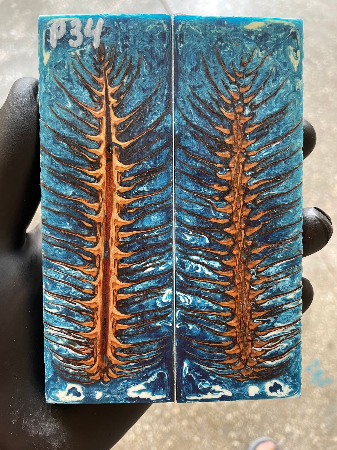 Pinecone Resin Knife Scales Stabilized Pair - Handle Material 5.19-1.73-0.43inch P34