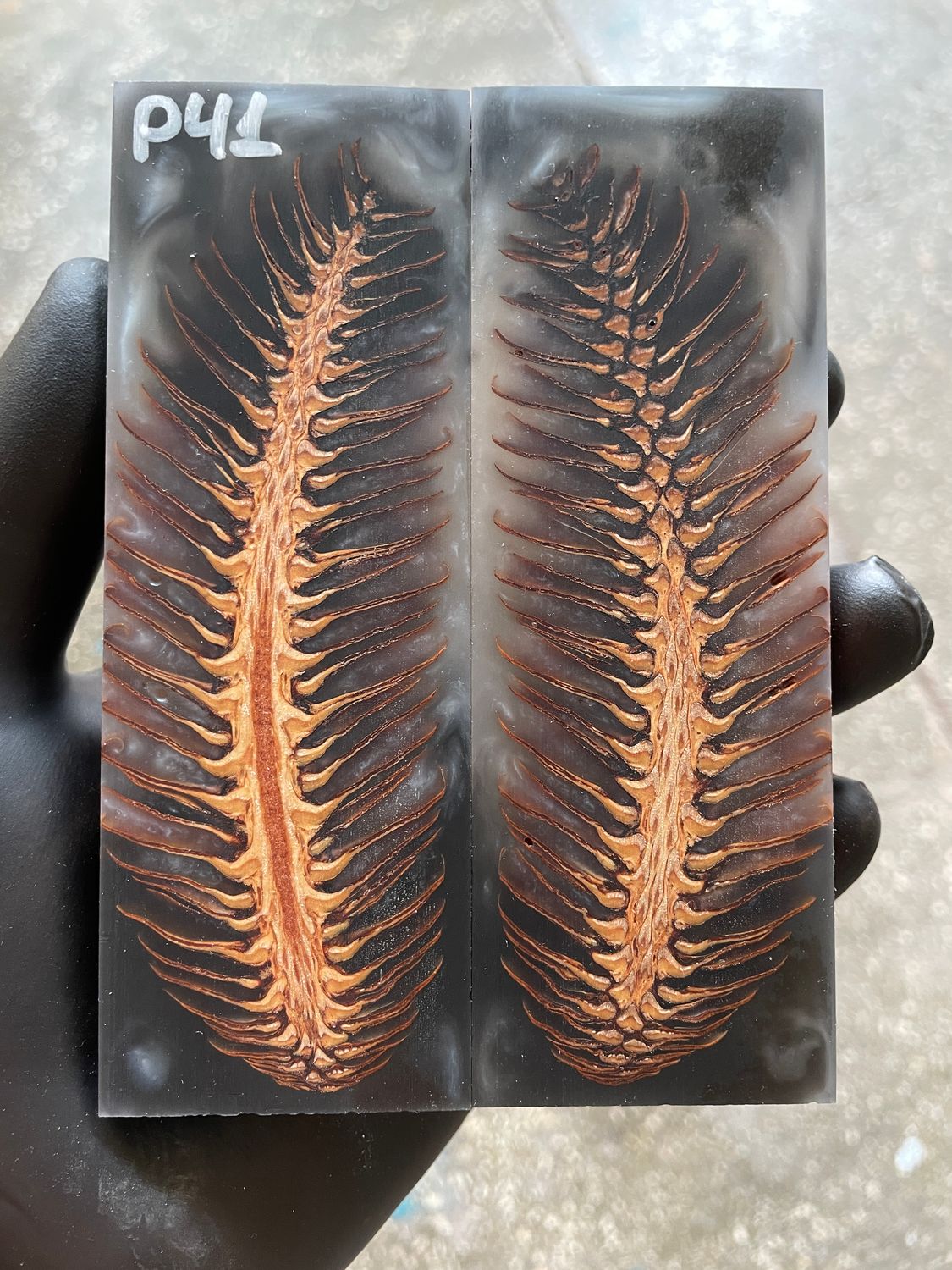 Pinecone Resin Knife Scales Stabilized Pair - Handle Material 5.19-1.73-0.43inch P41