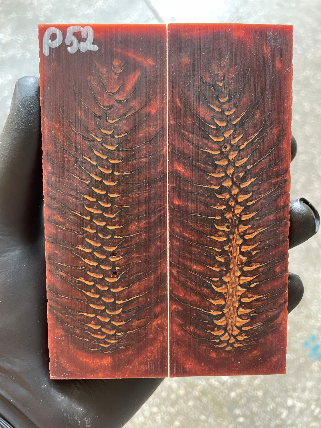 Pinecone Resin Knife Scales Stabilized Pair - Handle Material 5.19-1.73-0.43inch P52