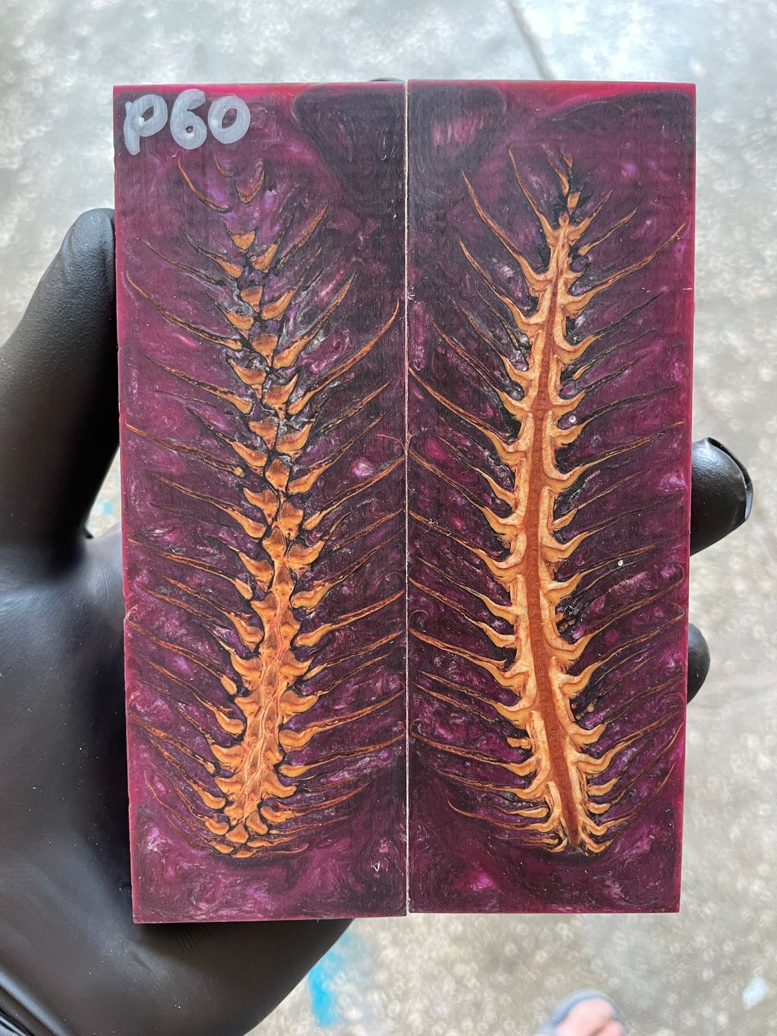 Pinecone Resin Knife Scales Stabilized Pair - Handle Material 5.19-1.73-0.43inch P60