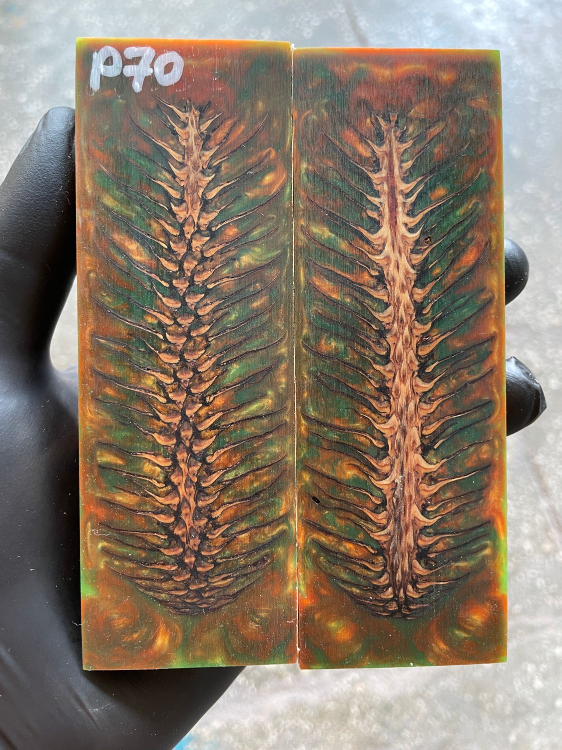 Pinecone Resin Knife Scales Stabilized Pair - Handle Material 5.19-1.73-0.43inch P70