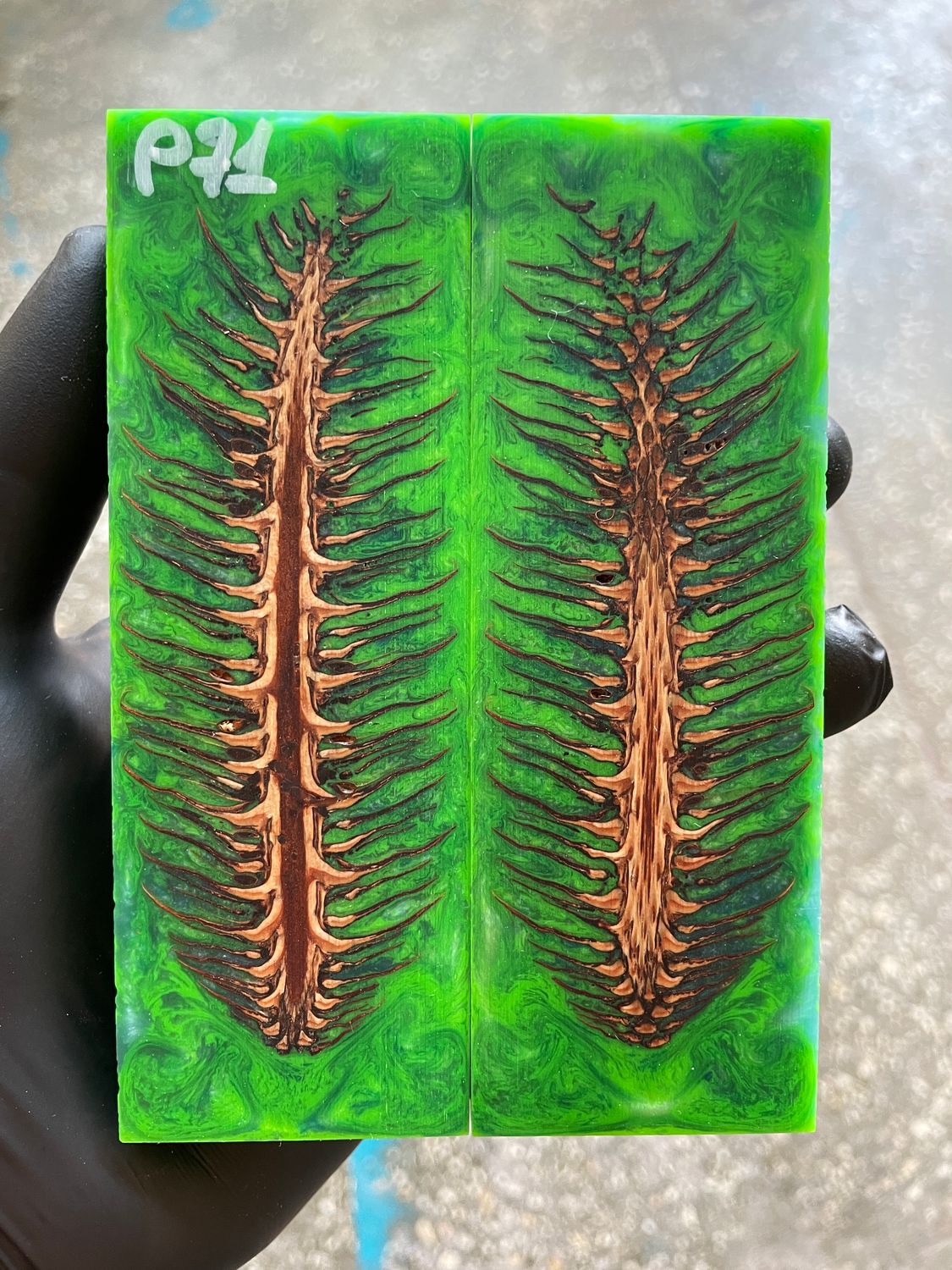 Pinecone Resin Knife Scales Stabilized Pair - Handle Material 5.19-1.73-0.43inch P71