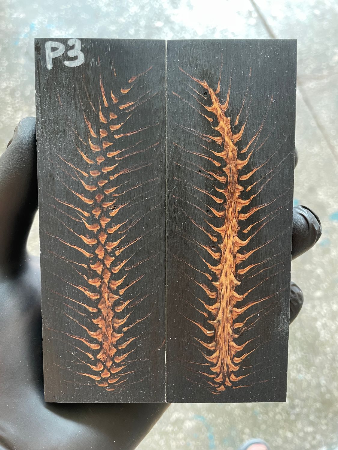 Pinecone Resin Knife Scales Stabilized Pair - Handle Material 5.19-1.73-0.43inch P3