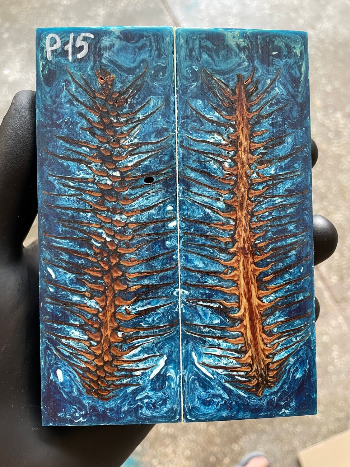 Pinecone Resin Knife Scales Stabilized Pair - Handle Material 5.19-1.73-0.43inch P15