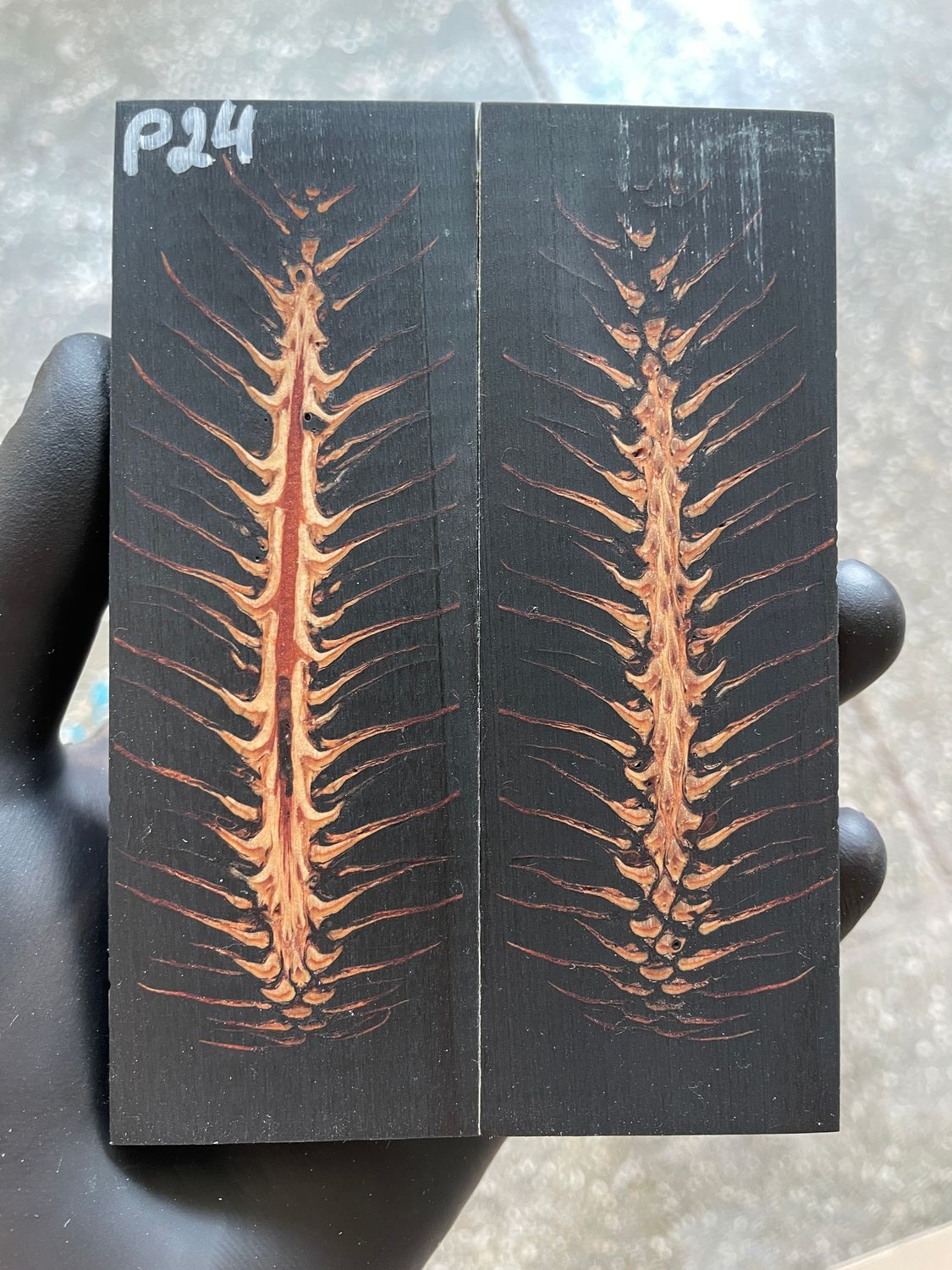 Pinecone Resin Knife Scales Stabilized Pair - Handle Material 5.19-1.73-0.43inch P24