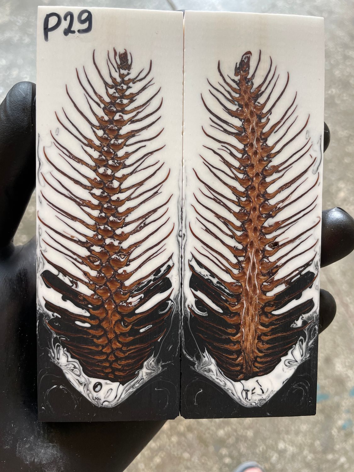 Pinecone Resin Knife Scales Stabilized Pair - Handle Material 5.19-1.73-0.43inch P29