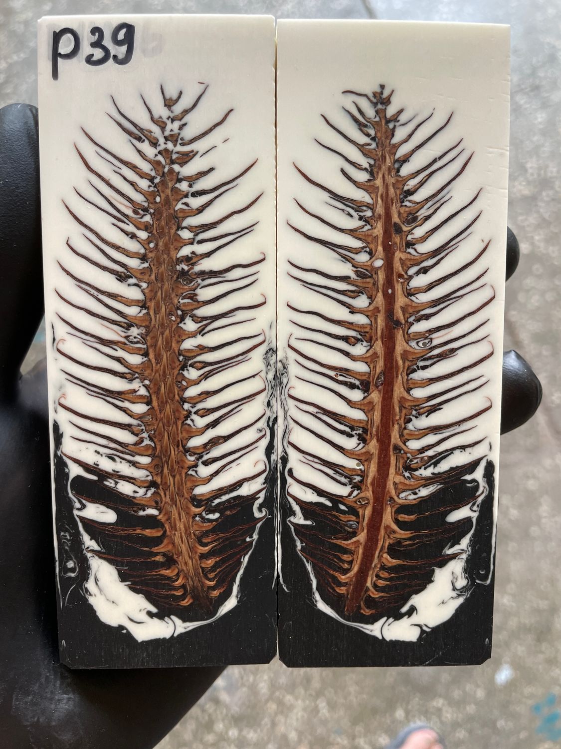 Pinecone Resin Knife Scales Stabilized Pair - Handle Material 5.19-1.73-0.43inch P39