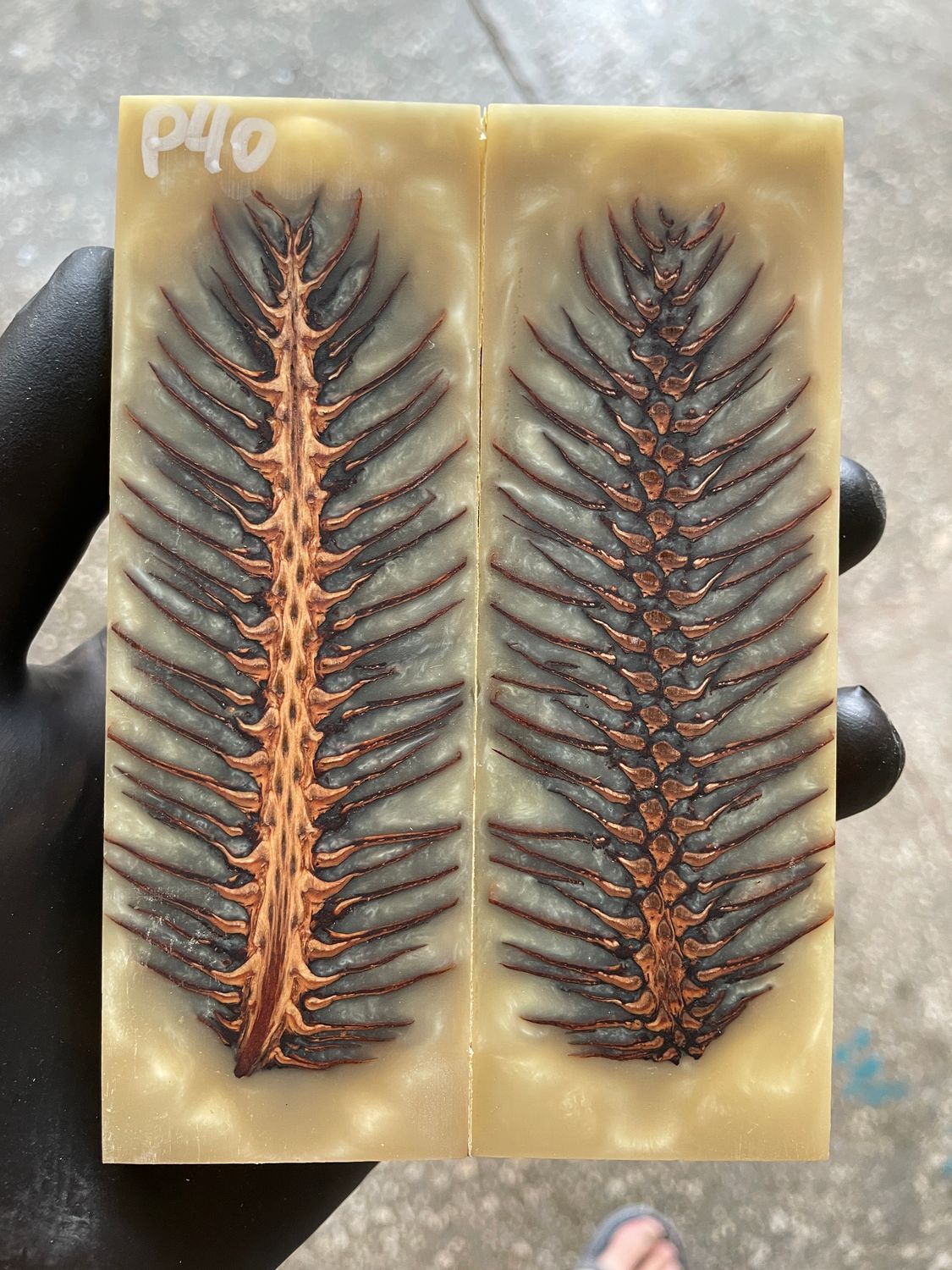 Pinecone Resin Knife Scales Stabilized Pair - Handle Material 5.19-1.73-0.43inch P40