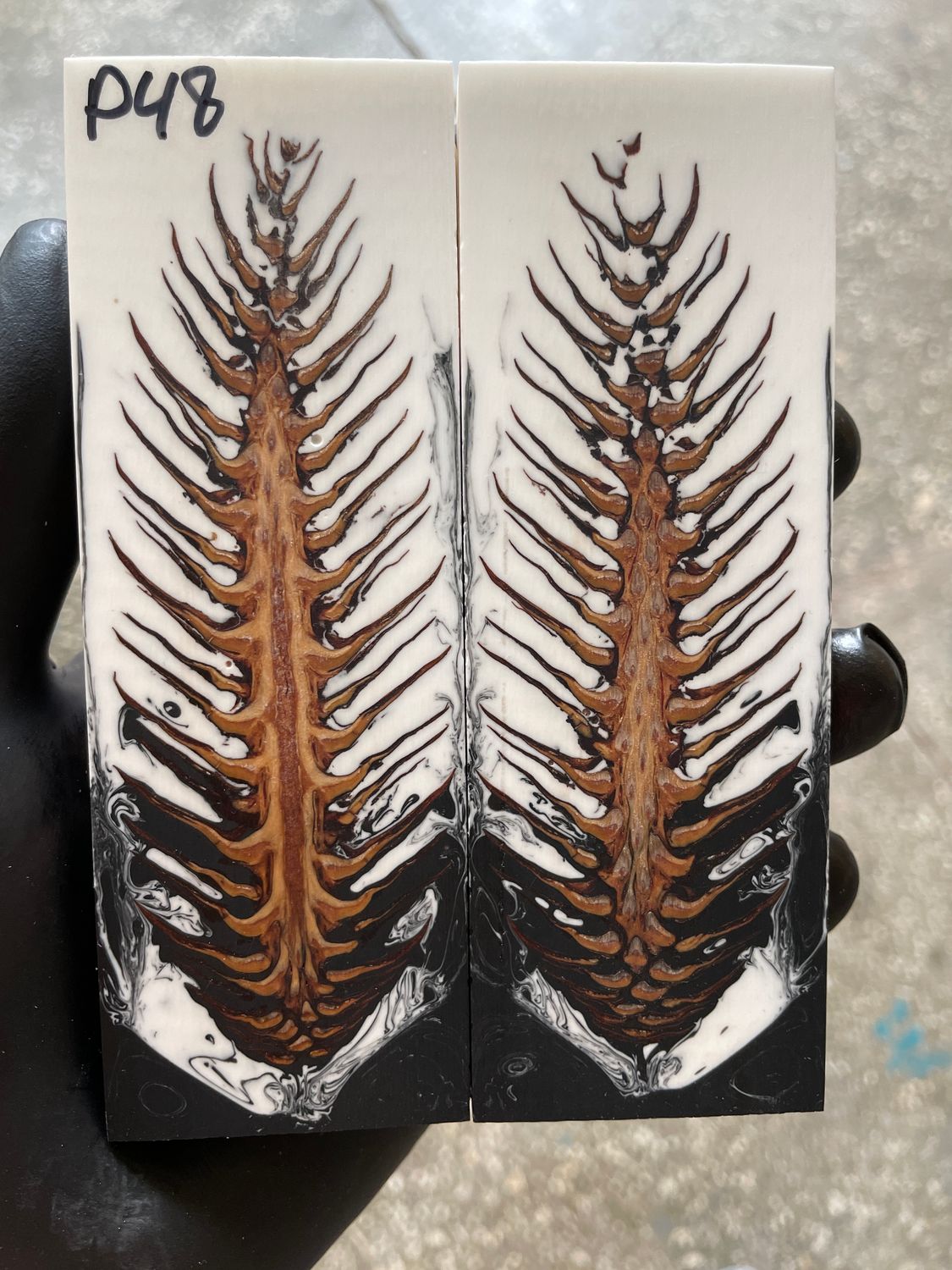 Pinecone Resin Knife Scales Stabilized Pair - Handle Material 5.19-1.73-0.43inch P48