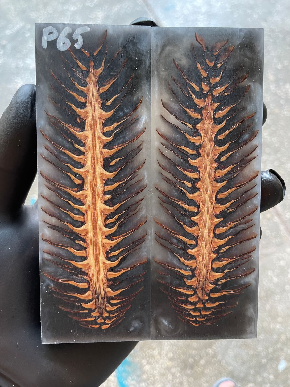 Pinecone Resin Knife Scales Stabilized Pair - Handle Material 5.19-1.73-0.43inch P65