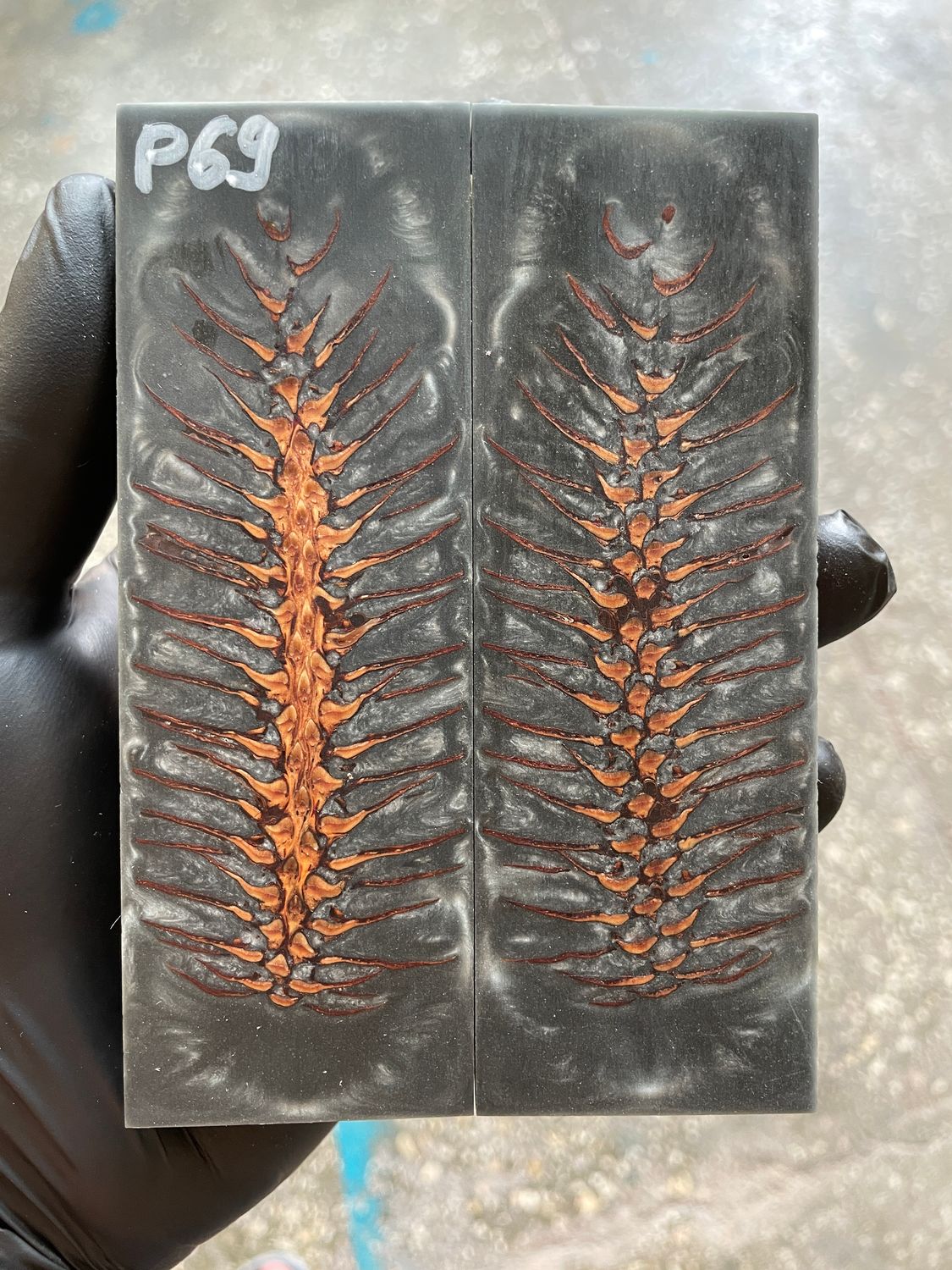 Pinecone Resin Knife Scales Stabilized Pair - Handle Material 5.19-1.73-0.43inch P69