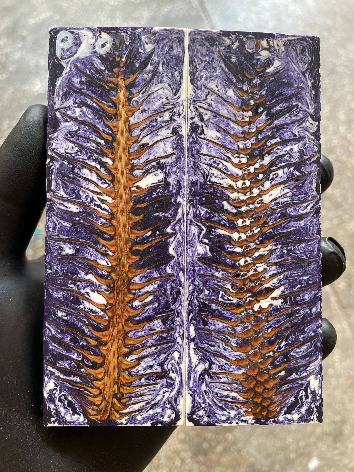 Pinecone Resin Knife Scales Stabilized Pair - Handle Material 5.19-1.73-0.43inch P80