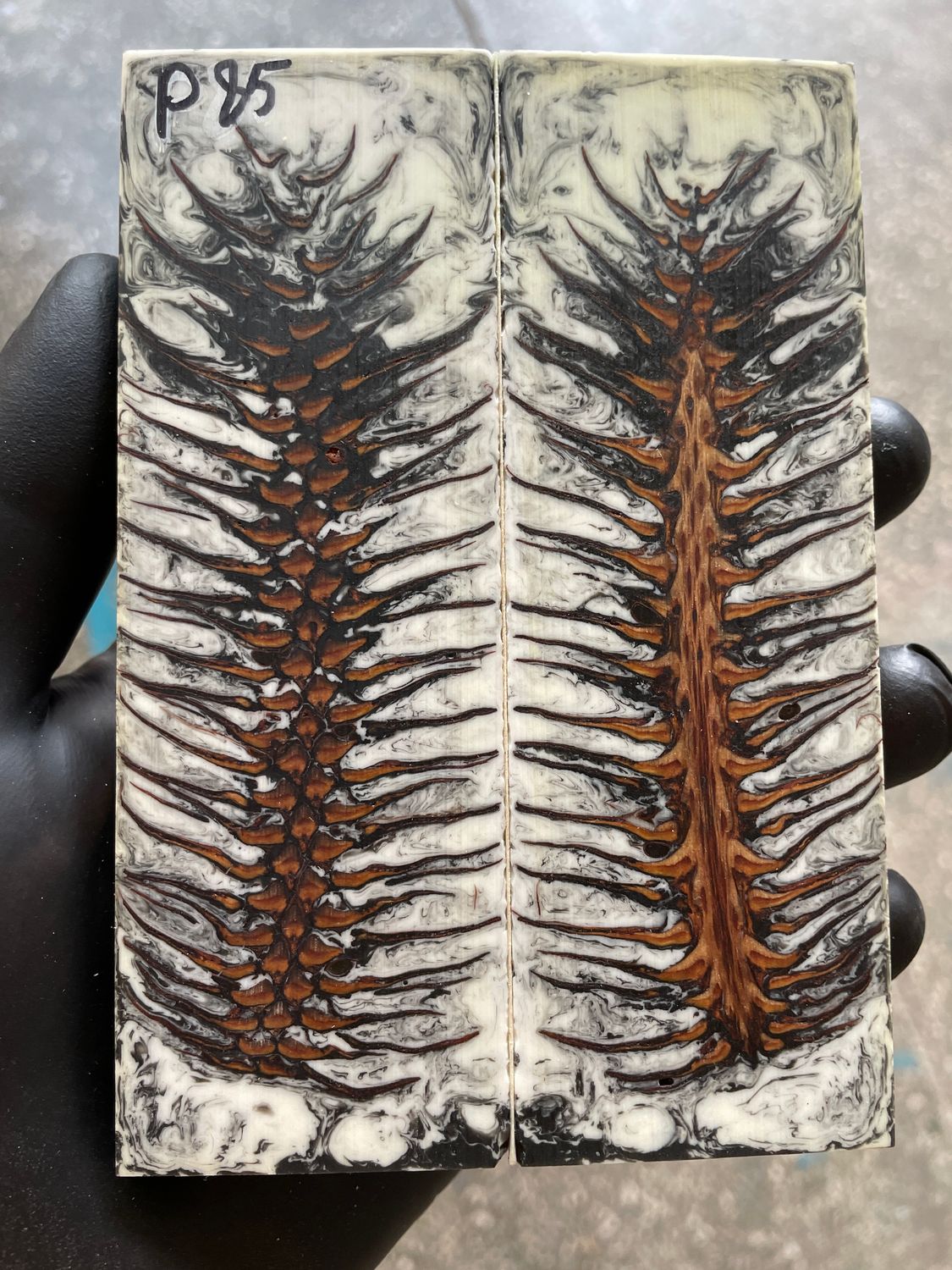 Pinecone Resin Knife Scales Stabilized Pair - Handle Material 5.19-1.73-0.43inch P85