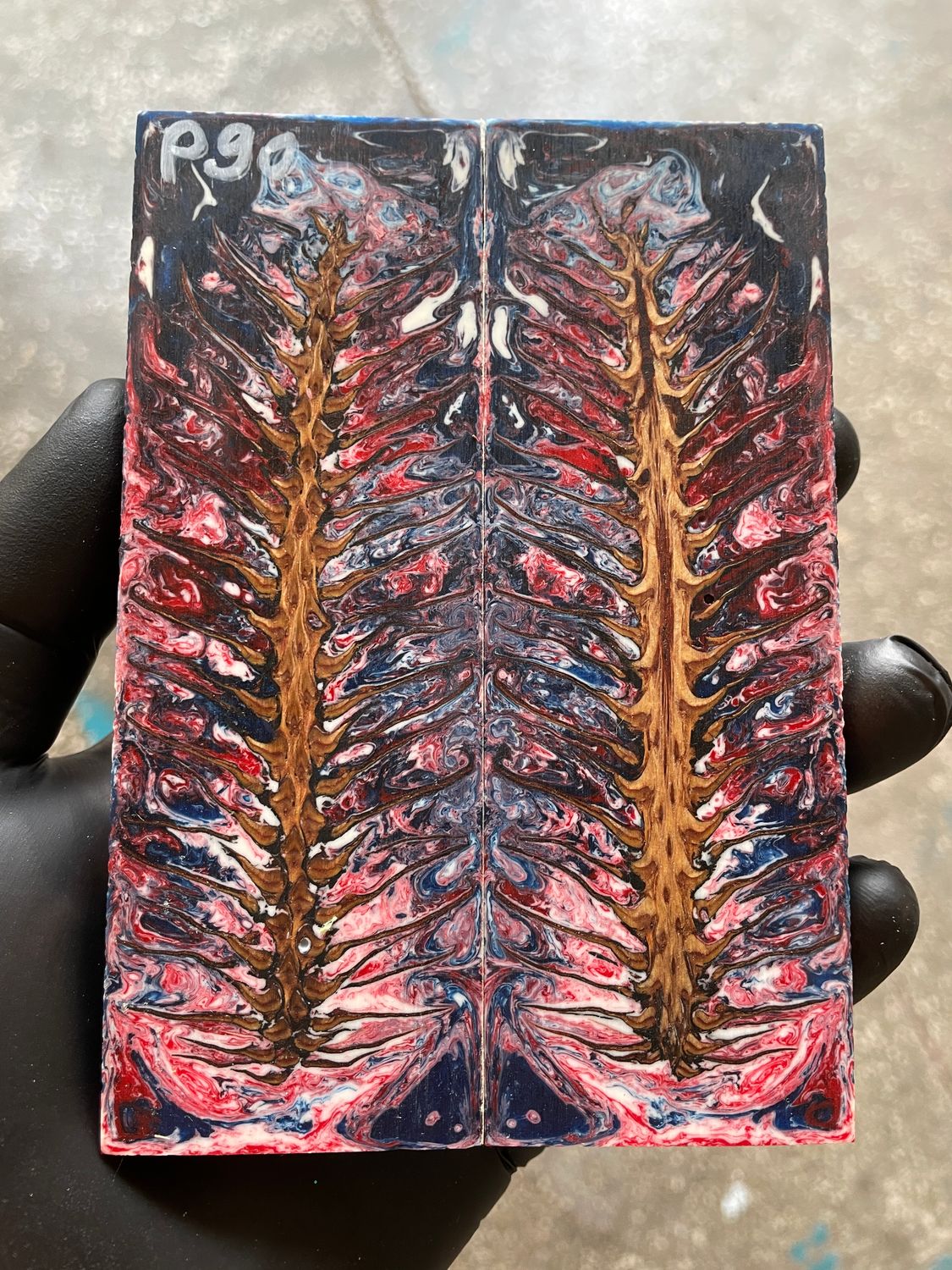 Pinecone Resin Knife Scales Stabilized Pair - Handle Material 5.19-1.73-0.43inch P90
