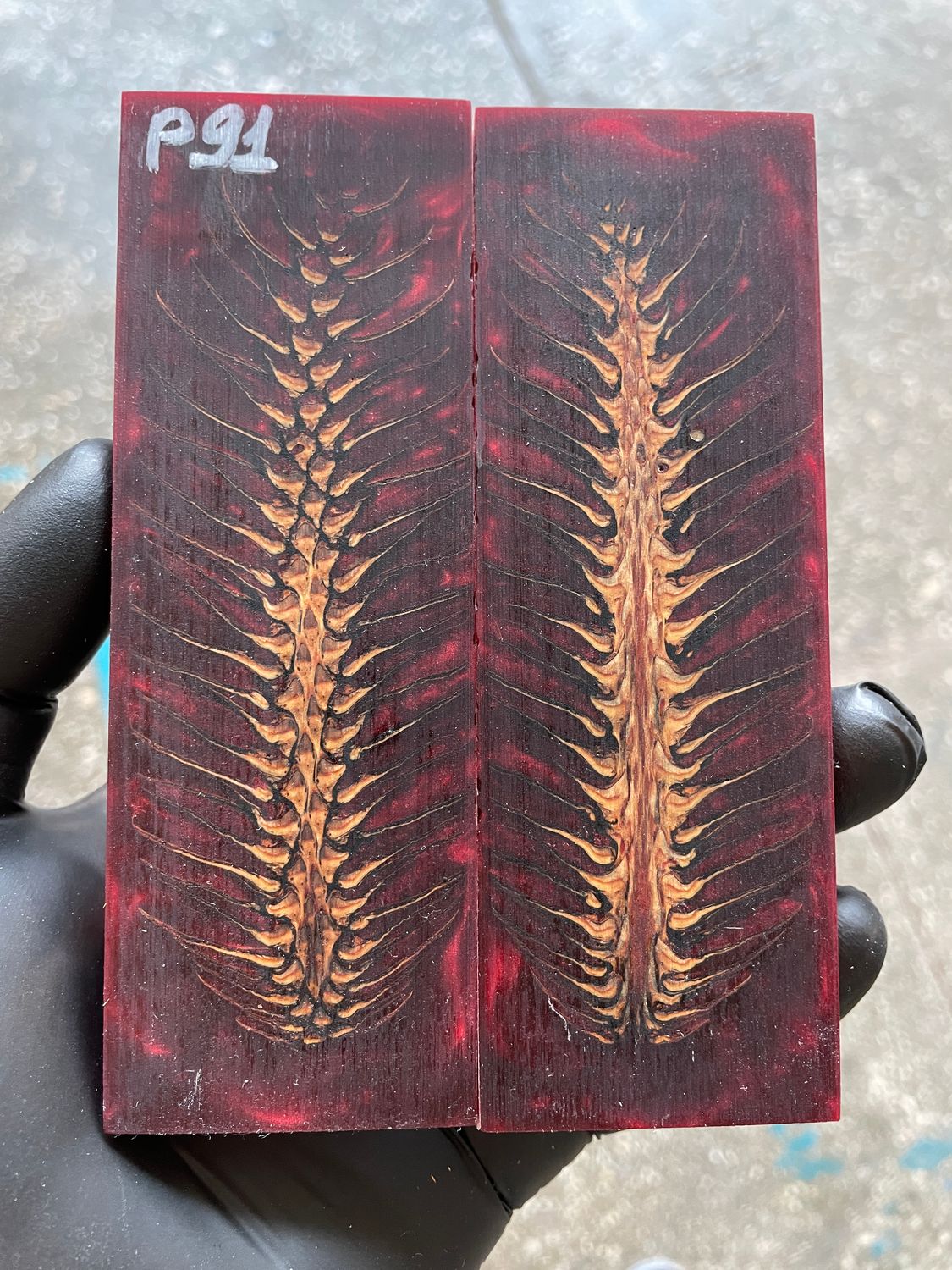 Pinecone Resin Knife Scales Stabilized Pair - Handle Material 5.19-1.73-0.43inch P91