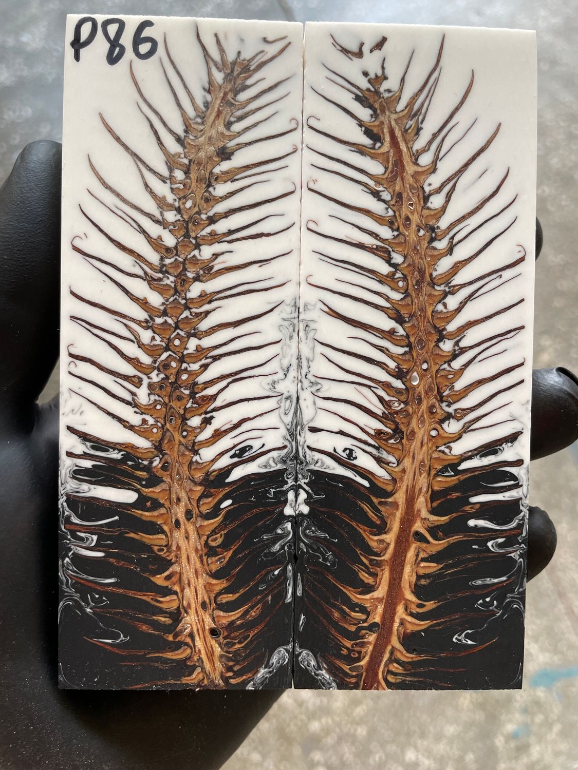 Pinecone Resin Knife Scales Stabilized Pair - Handle Material 5.19-1.73-0.43inch P86