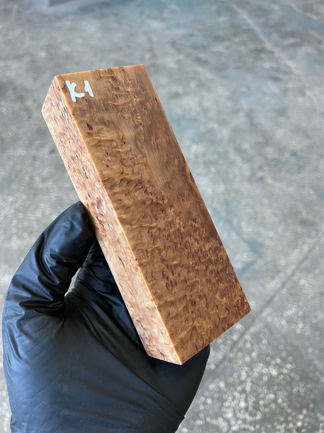 Karelian Birch Stabilized Block for Knife Handle – Curly Masur Birch Wood Blank for Knifemaking K1
