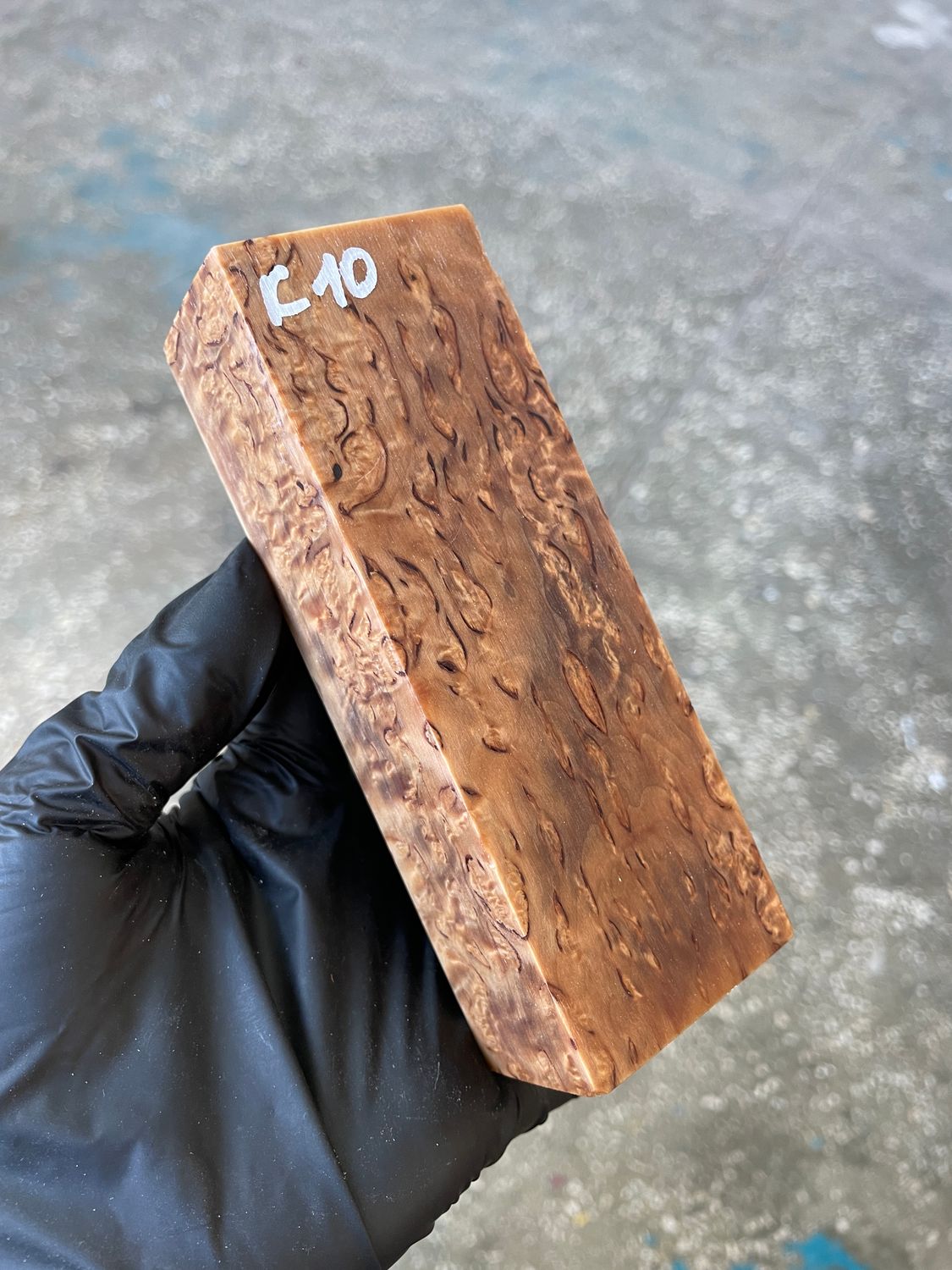 Karelian Birch Stabilized Block for Knife Handle – Curly Masur Birch Wood Blank for Knifemaking K10