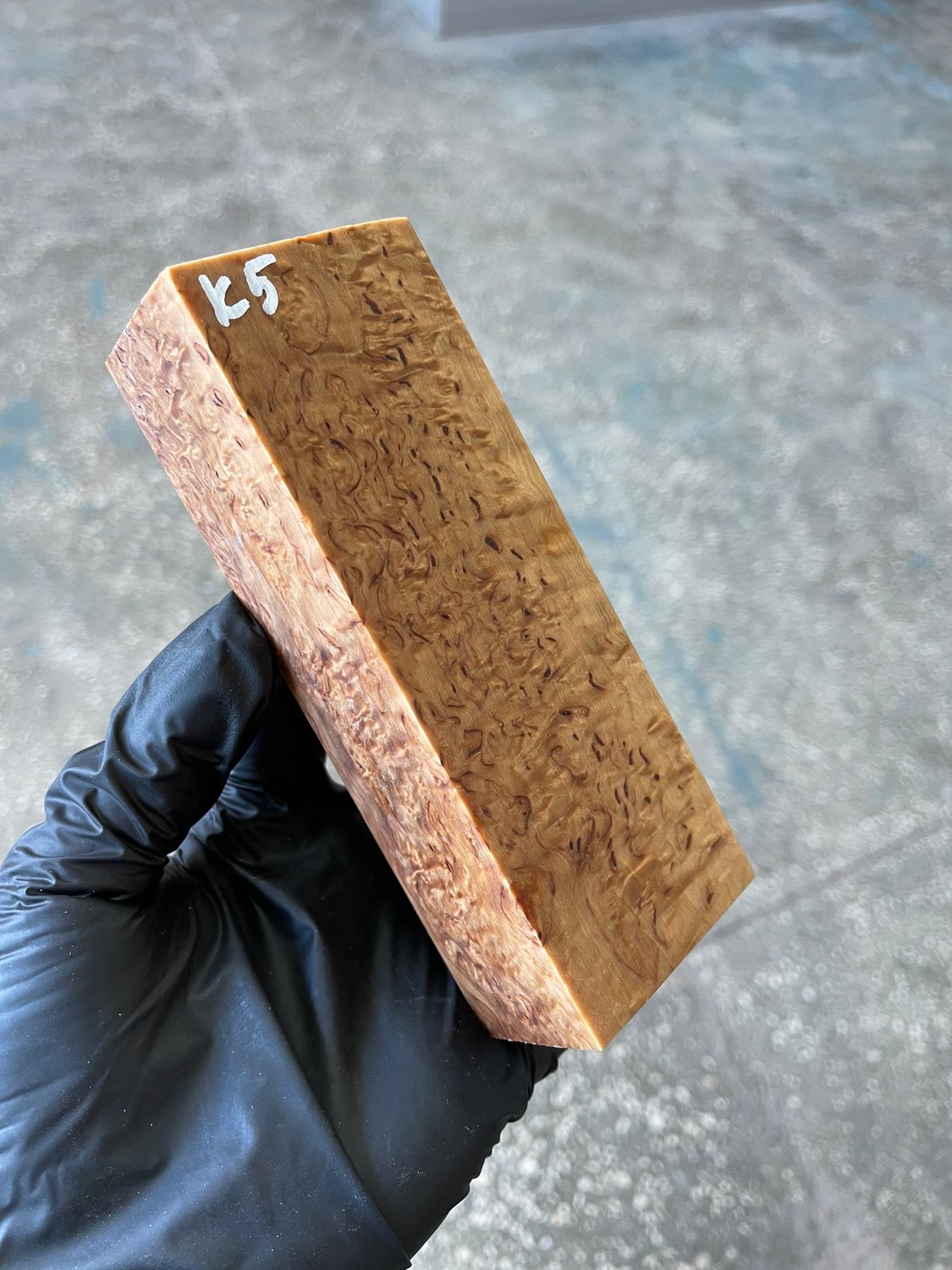 Karelian Birch Stabilized Block for Knife Handle – Curly Masur Birch Wood Blank for Knifemaking K5