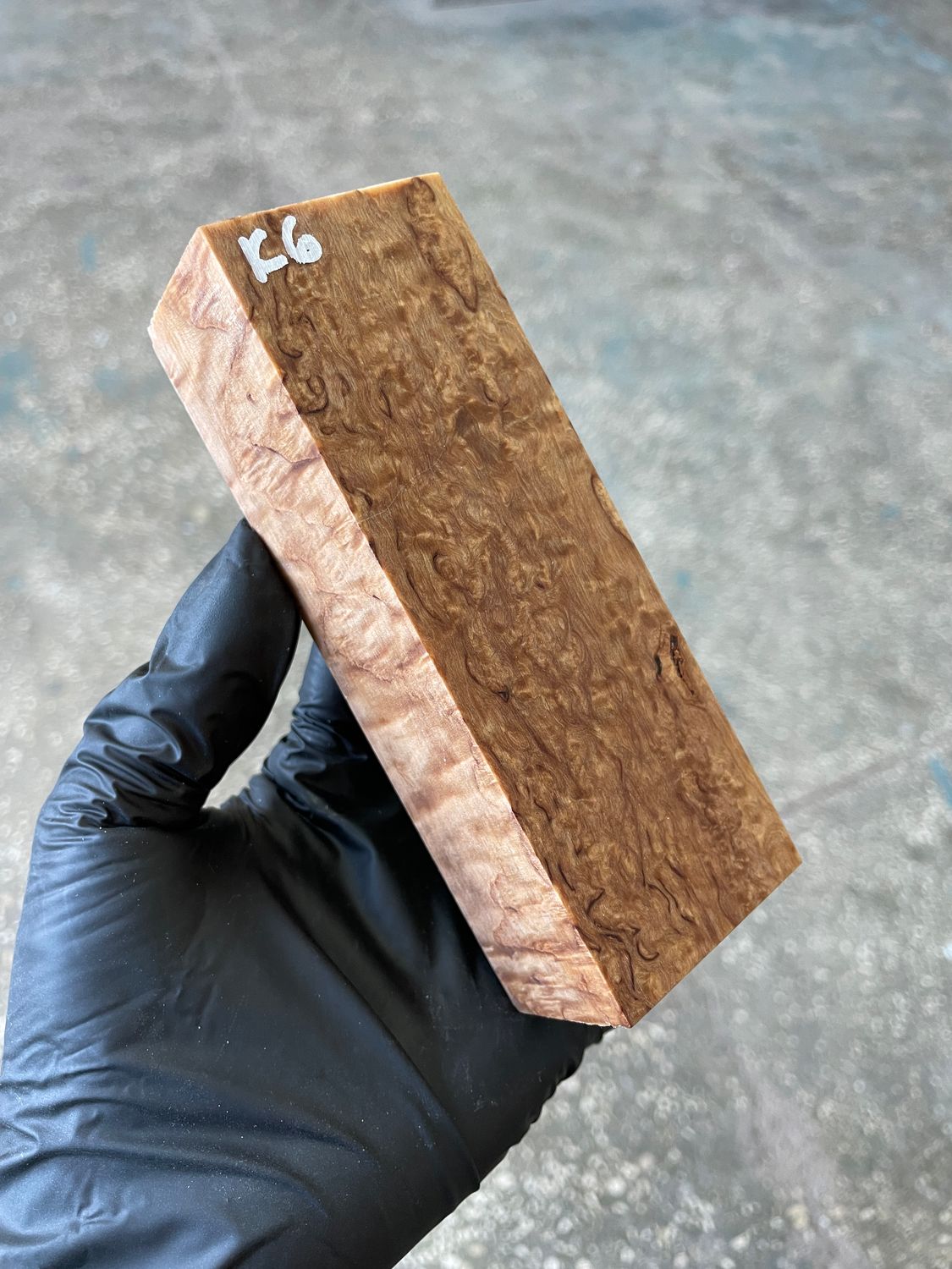 Karelian Birch Stabilized Block for Knife Handle – Curly Masur Birch Wood Blank for Knifemaking K6