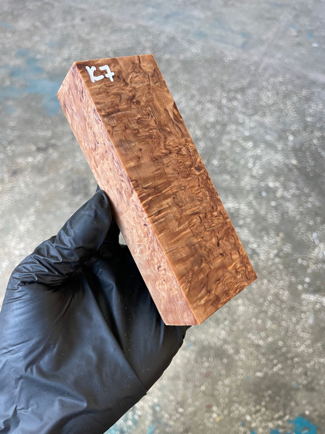 Karelian Birch Stabilized Block for Knife Handle – Curly Masur Birch Wood Blank for Knifemaking K7