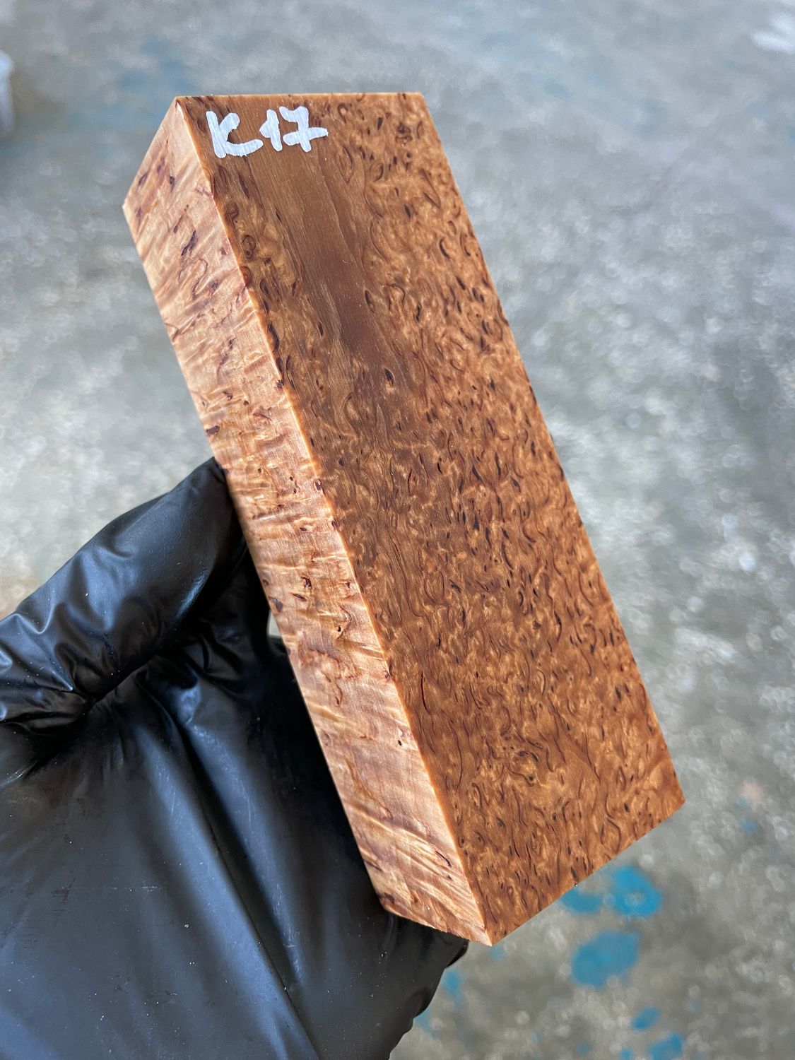 Karelian Birch Stabilized Block for Knife Handle – Curly Masur Birch Wood Blank for Knifemaking K17