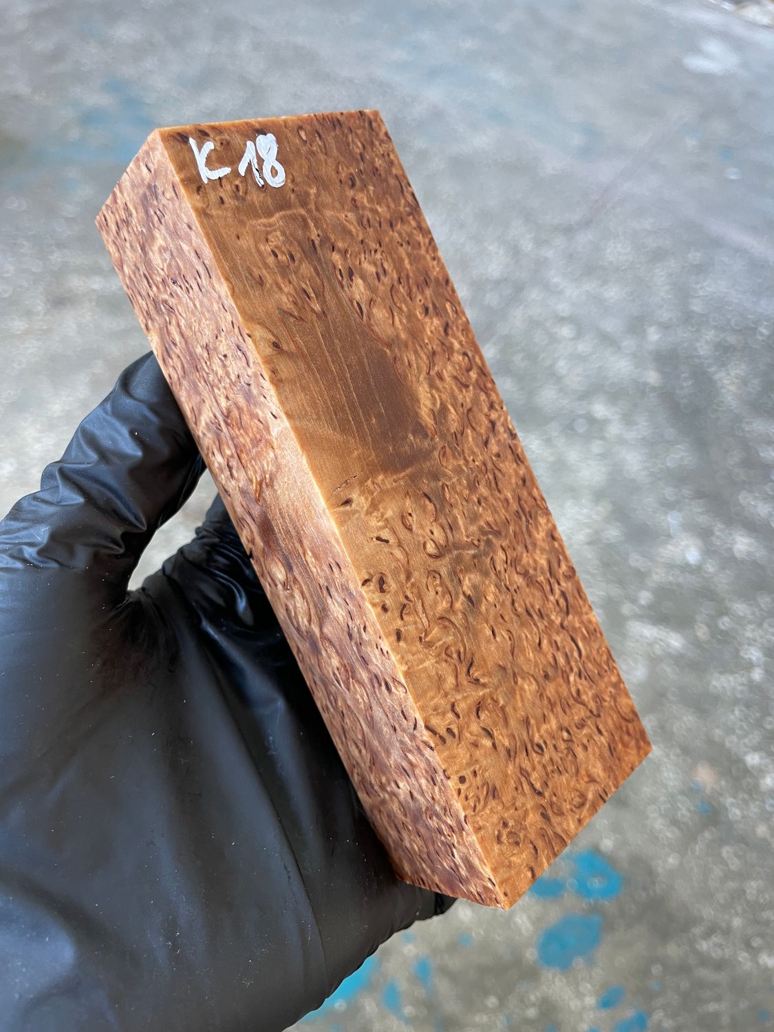 Karelian Birch Stabilized Block for Knife Handle – Curly Masur Birch Wood Blank for Knifemaking K18