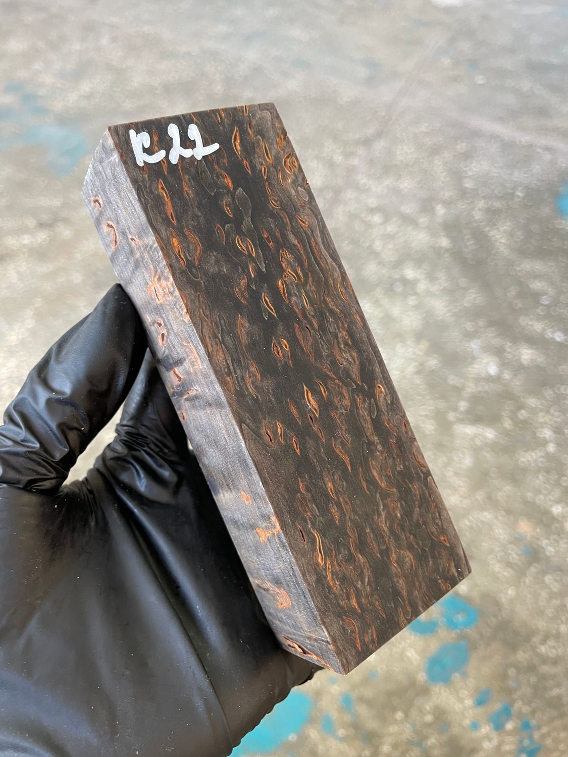 Karelian Birch Stabilized Block for Knife Handle – Curly Masur Birch Wood Blank for Knifemaking K22