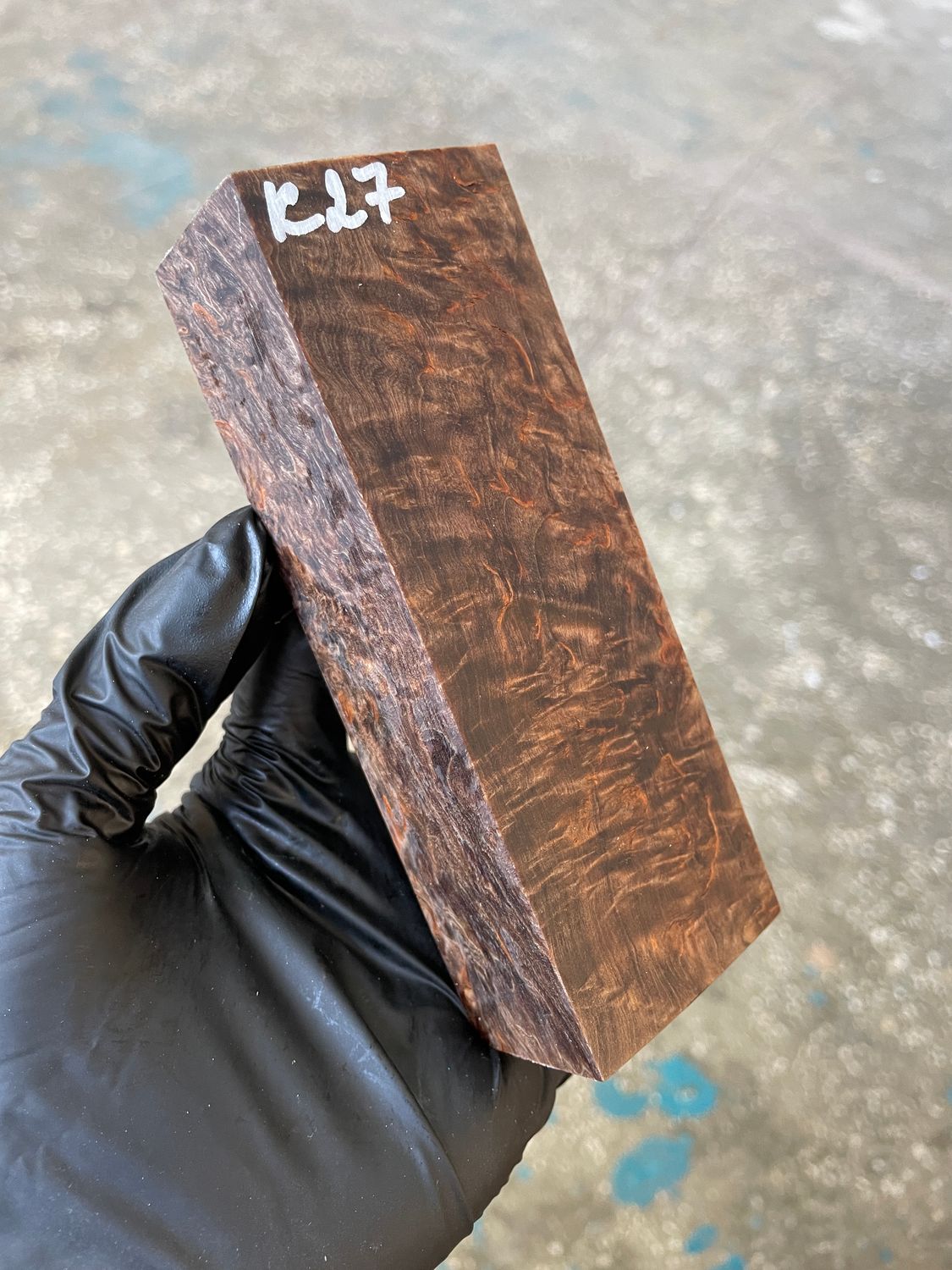 Karelian Birch Stabilized Block for Knife Handle – Curly Masur Birch Wood Blank for Knifemaking K27