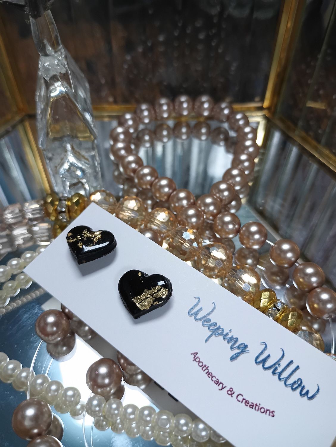 Black Tie Heart Studs