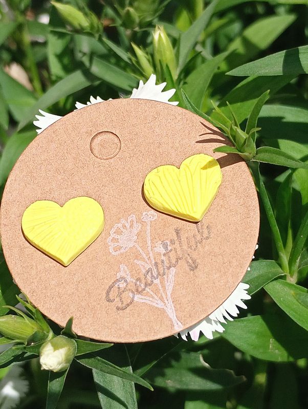 Sunflower Fields Heart Stud in Sunshine Yellow