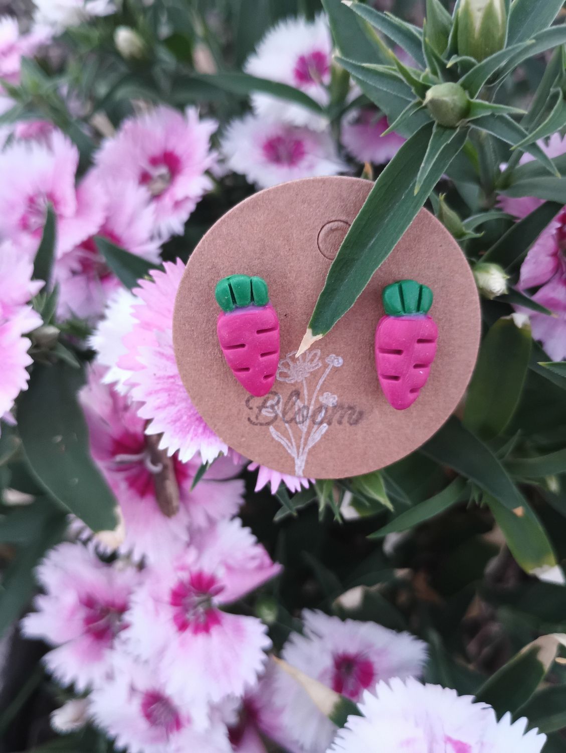 Rainbow Carrot Studs in Burgundy