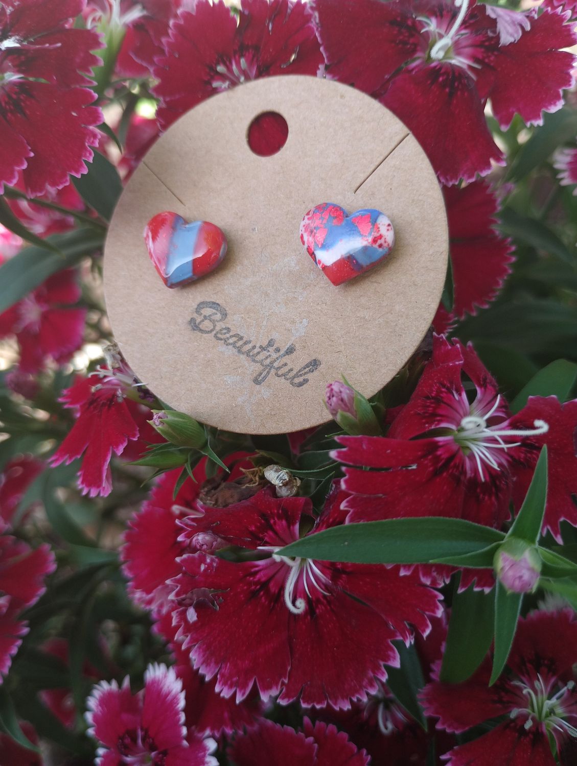 American Bandana Heart Studs