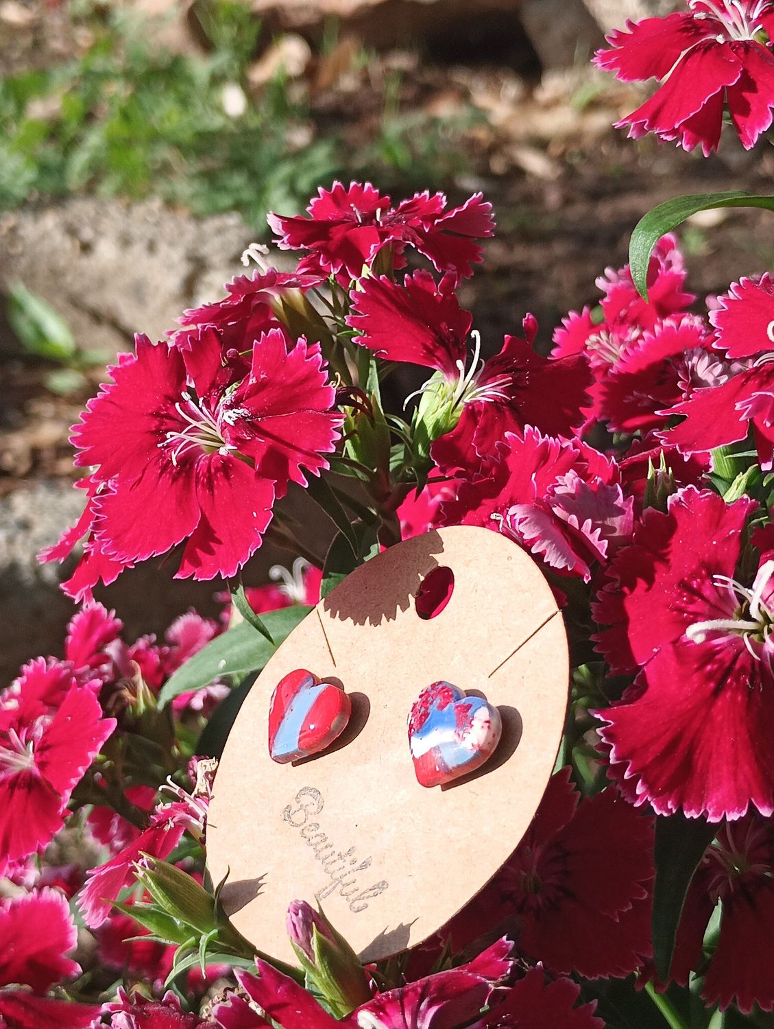 American Bandana Heart Studs